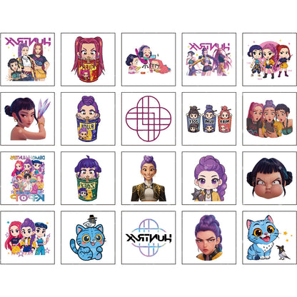 20PCS K-Pop Demon Hunters Temporary Tattoo Stickers – Cute Waterproof Cartoon Party & Christmas Gift