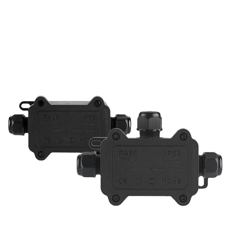 IP68 Outdoor Waterproof Junction Box - Black 3 Way Mini Connector Box ...