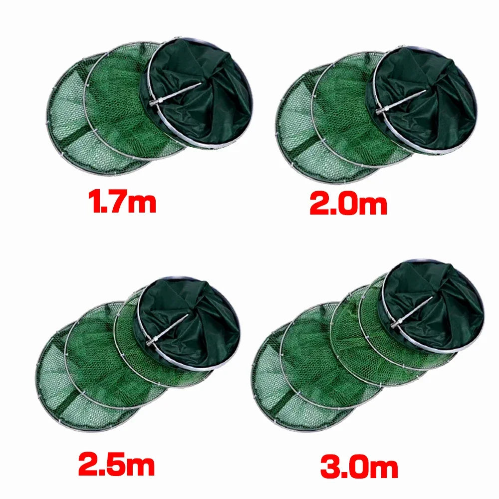 Folding Fishing Net 1.7m-3m – Large Shrimp, Carp & Crab Trap Creel for Surfcasting Accessories