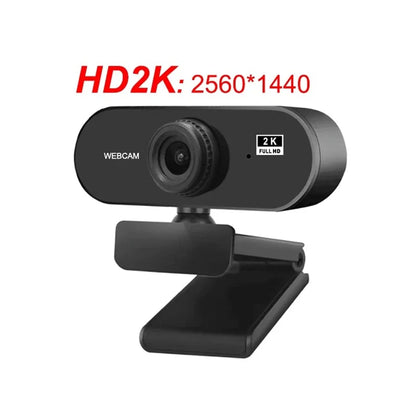 2K/1080P/720P/480P HD USB Webcam – Mini Desktop & Laptop Camera with Microphone and Privacy Cover for YouTube & Skype