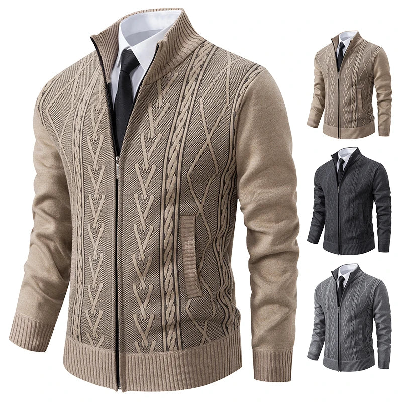 2023 Autumn & Winter Men’s Cashmere Padded Knitted Sweater Coat – Warm Casual Outerwear