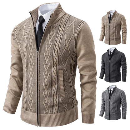 2023 Autumn & Winter Men’s Cashmere Padded Knitted Sweater Coat – Warm Casual Outerwear