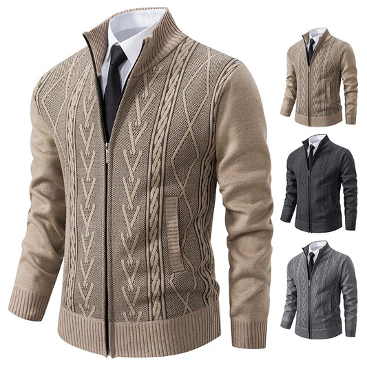 2023 Autumn & Winter Men’s Cashmere Padded Knitted Sweater Coat – Warm Casual Outerwear