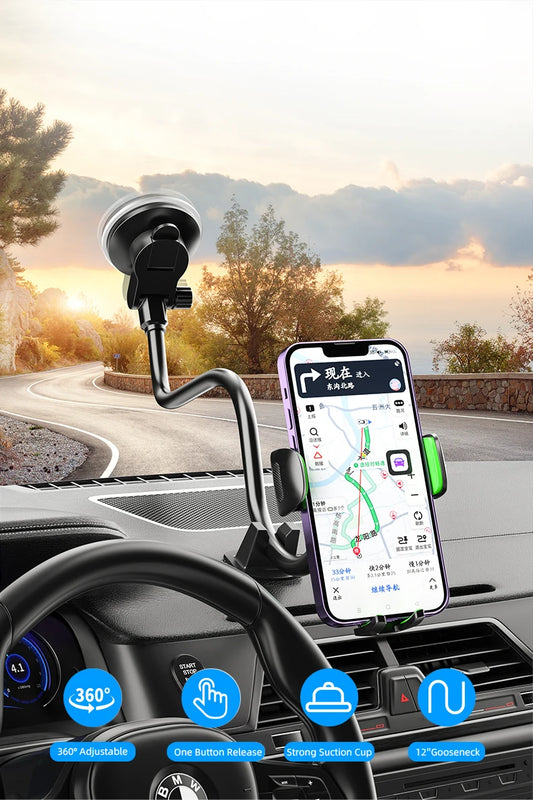 Car Phone Holder – Suction Cup Mount for Windshield, Dashboard & Window, Compatible with Cars and Trucks