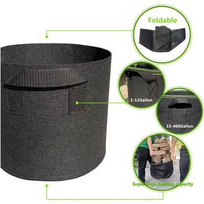 5-Pack Grow Bags with Handles — Aeration Fabric Pots for Plants, Available in 3, 4, 5, 7 & 30 Gallon