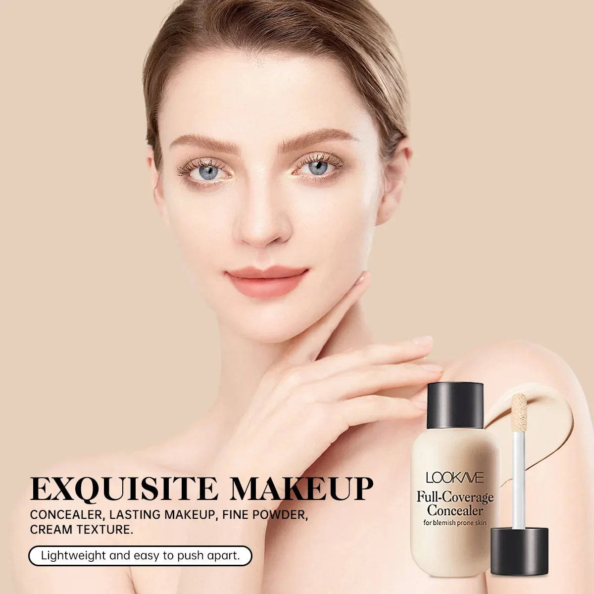 Waterproof Liquid Concealer Foundation – Full Coverage Cream for Acne, Scars, Dark Circles & Face Makeup Base