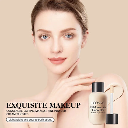 Waterproof Liquid Concealer Foundation – Full Coverage Cream for Acne, Scars, Dark Circles & Face Makeup Base