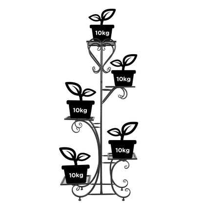 5-Tier Tall Metal Plant Stand Rack – Garden Flower Pot Display Shelf for Indoor & Outdoor Use