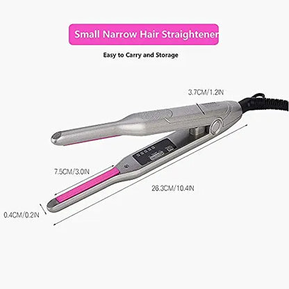 Titanium Mini Flat Iron – Adjustable Temperature Hair Straightener for Men, Pixie, Beard & Bangs