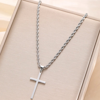 New Stainless Steel Gold Cross Pendant Necklace - Minimalist Jewelry for Men and Women - 2024 Choker Gift