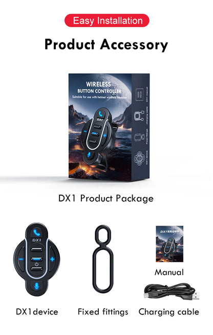 Universal Smart Bluetooth 5.4 Remote Control - Waterproof Wireless Media Controller for Motorcycle Helmet & Bike Handlebar