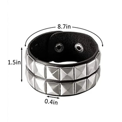 New Punk Fashion Black Leather Cuff Bracelet for Men & Women - Rivets Stud Charm Wristband Bangle, Gothic Jewelry 2024