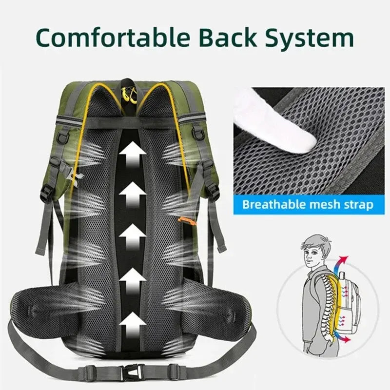 50L Large Travel Backpack: Waterproof Camping Bag for Men - Ideal for Hiking, Climbing & Outdoor Sports