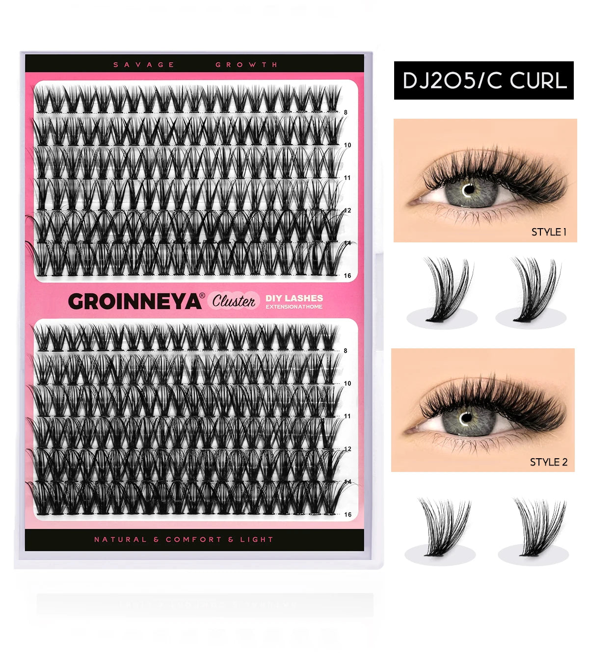 Lash Clusters Extension Kit – Fake Eyelashes Set with Lash Bond, Seal, and Applicator Tool for Makeup