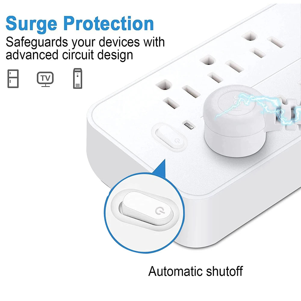 Congo Plug Power Strip with USB-C Ports – US Plug AC Outlets Multi-Tap Electrical ...