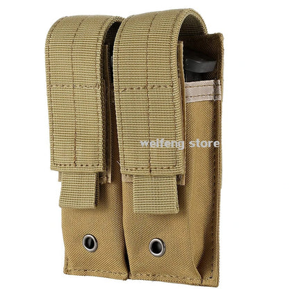 9mm Tactical Magazine Pouch - MOLLE Single & Double Mag Bag, Open-Top Pouch for Glock, M1911, 92F, Torch & Triple Bag