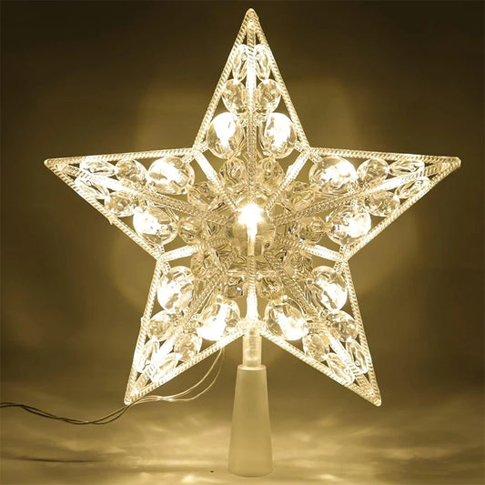 15cm Christmas LED Tree Topper – Glowing Five-Pointed Star, Colorful Xmas Ornament Decoration