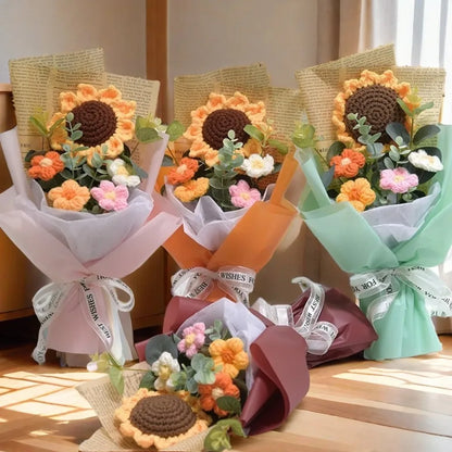Handmade Artificial Flower Crochet Bouquet – Sunflower & Daisy Eternal Flowers, Anniversary, Mother’s Day & Birthday Gift