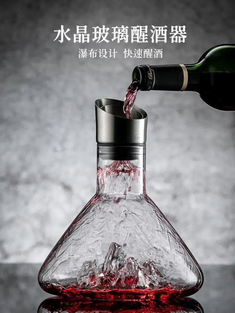 1500ML Iceberg Whisky & Wine Decanter – Handmade Lead-Free Crystal Carafe with Thickened Pourer, Bar Accessories