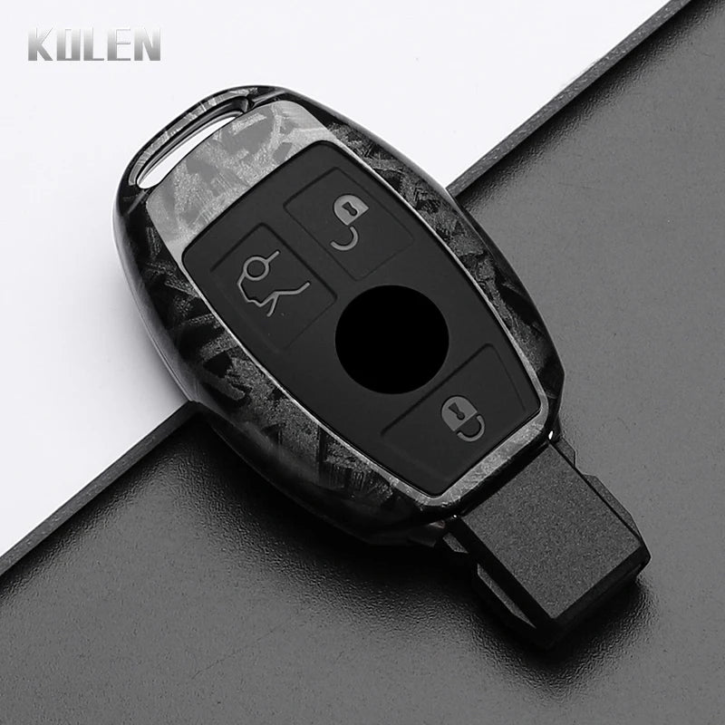 ABS Carbon Fiber Car Key Case Cover – Compatible with Mercedes Benz W204/W205/W212/W213/W176/W177/W219 A/B/C/E/S/GLC/CLA/AMG Fob