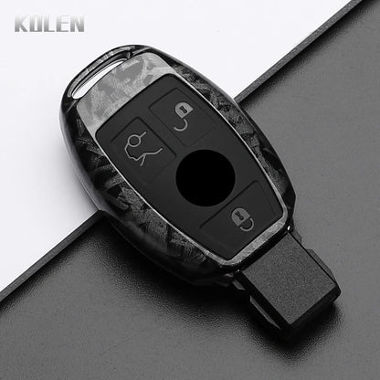 ABS Carbon Fiber Car Key Case Cover – Compatible with Mercedes Benz W204/W205/W212/W213/W176/W177/W219 A/B/C/E/S/GLC/CLA/AMG Fob