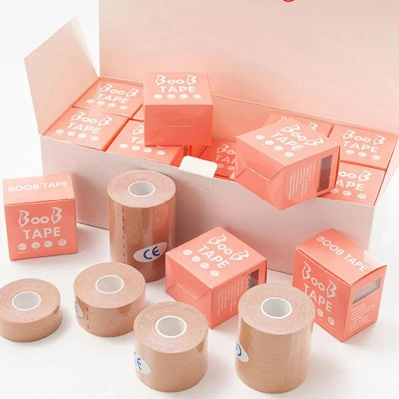 Women’s Adhesive Boob Tape – Invisible Strapless Bra with Nipple Pasties, Breast Lift Push-Up Pads & Bra Stickers