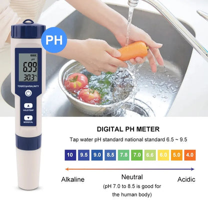 Yieryi TDS, EC, PH, Salinity & ORP Meter - H2, S.G, TEMP Water Quality Monitor for Pools & Aquariums