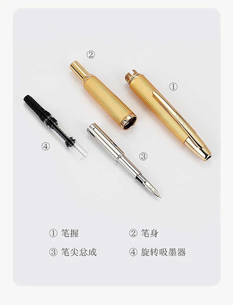 JINHAO 10 Metal Pearl Blue Fountain Pen – EF/F Nib, Pattern Design | Ink Pens for School, Office & Gifts