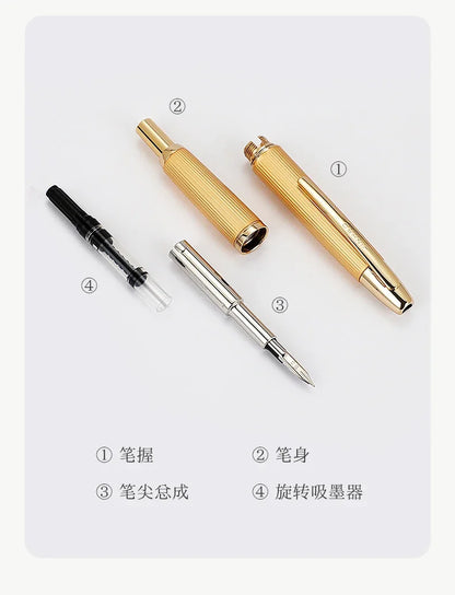 JINHAO 10 Metal Pearl Blue Fountain Pen – EF/F Nib, Pattern Design | Ink Pens for School, Office & Gifts