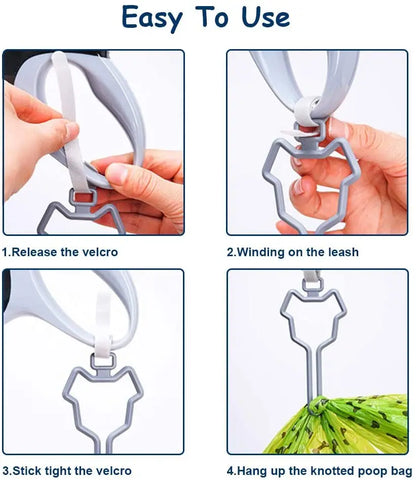 Hands-Free Dog Poop Bag Dispenser with Clip Traction Rope: Convenient Toilet Bag Holder for Cleaning, Cat & Dog Supplies