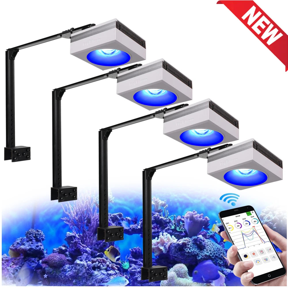 PopBloom RL90 WiFi LED Aquarium Light – Full Spectrum Reef Lamp for Saltwater Coral & Marine Tank Growth