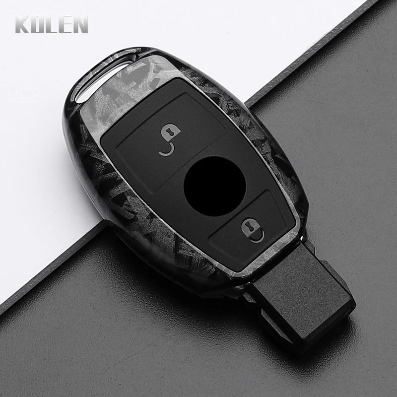 ABS Carbon Fiber Car Key Case Cover – Compatible with Mercedes Benz W204/W205/W212/W213/W176/W177/W219 A/B/C/E/S/GLC/CLA/AMG Fob