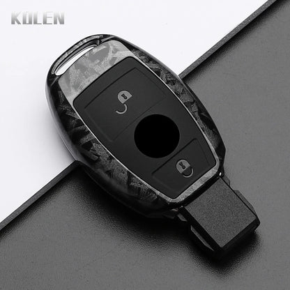 ABS Carbon Fiber Car Key Case Cover – Compatible with Mercedes Benz W204/W205/W212/W213/W176/W177/W219 A/B/C/E/S/GLC/CLA/AMG Fob