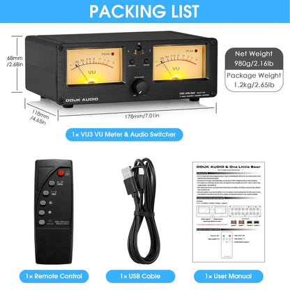 Nobsound Dual Analog VU Meter DB Display – 2-Way Amplifier/Speaker Audio Switcher & Music Spectrum Visualizer