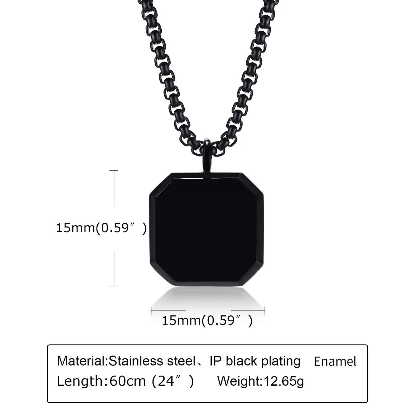 Vnox Stylish Men's Square Natural Stone Necklace - Stainless Steel Geometric Polygon Pendant, Casual Punk Jewelry Gift