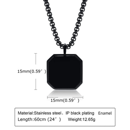 Vnox Stylish Men's Square Natural Stone Necklace - Stainless Steel Geometric Polygon Pendant, Casual Punk Jewelry Gift