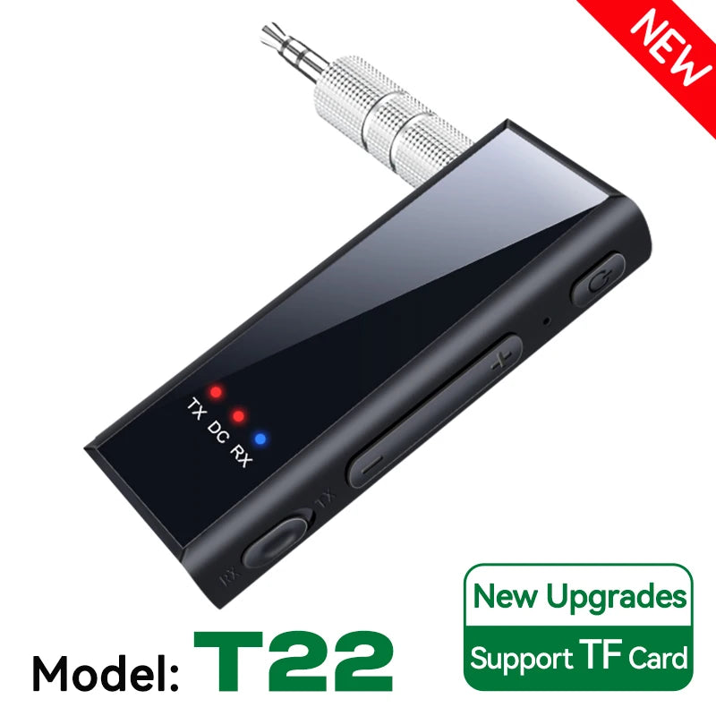 Bluetooth 5.4 Audio Transmitter Receiver – 3.5mm AUX HiFi Stereo Wireless Adapter with Mic for Car, Airplane, TV, PC & Headphones