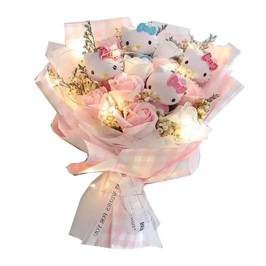 Hello Kitty Cute Plush Bouquet — Kawaii Anime Doll Gift for Valentine’s Day & Birthday