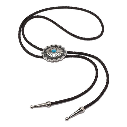Adjustable Bolo Tie – Western Cowboy Necktie for Teens, Men & Women, Punk Shirt with Alloy Turquoise Buckle Pendant