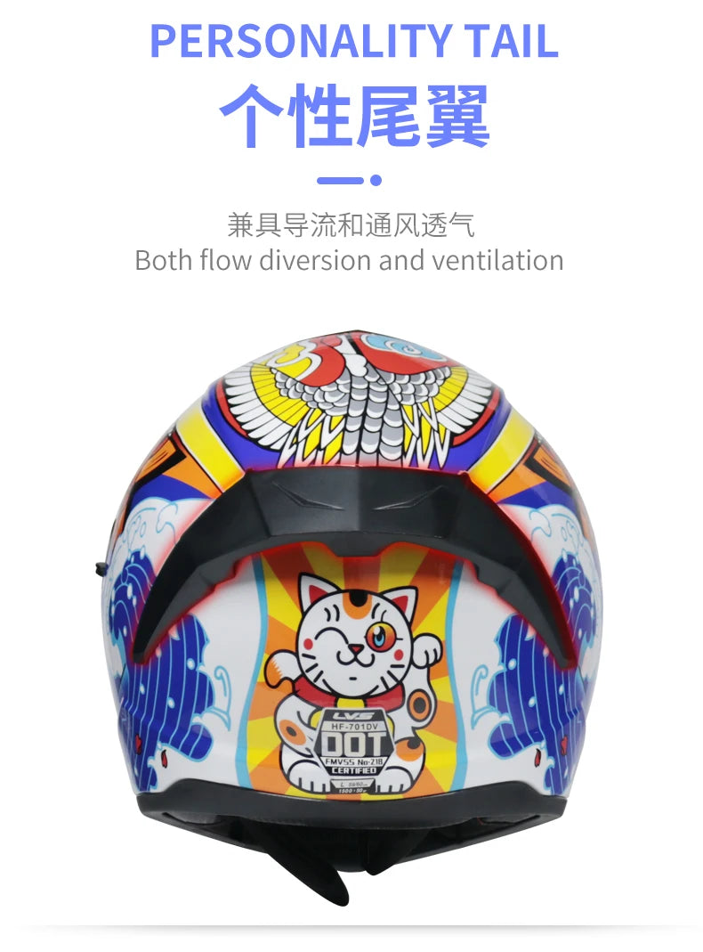 Full-Face Motorcycle Helmet — Winter Warm Double Visor Racing & Sports Motorbike Helmet