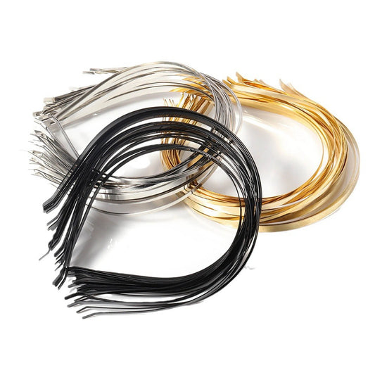 20Pcs Metal Hairbands for Girls – 1.2mm to 10mm Gold, Silver & Black Headbands for Hair Crafts & Hair Accessories