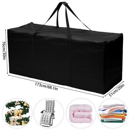 Outdoor Garden Furniture Cushion Storage Bag — Waterproof Zipped Trunk Case, Heavy-Duty 210D Rip-Proof Oxford Fabric