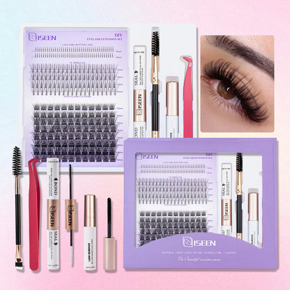 DIY Lash Extension Kit – Mix Styles Lash Clusters, Individual Lashes, Bond & Seal, Remover, Tweezers & Lash Brush for Easy Self-Application Makeup