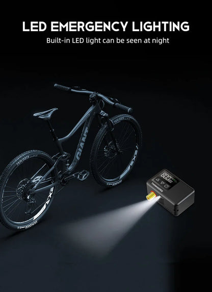 ThinkRider 120 PSI Mini Electric Bike Pump – Portable Tire Inflator with Digital Gauge Display