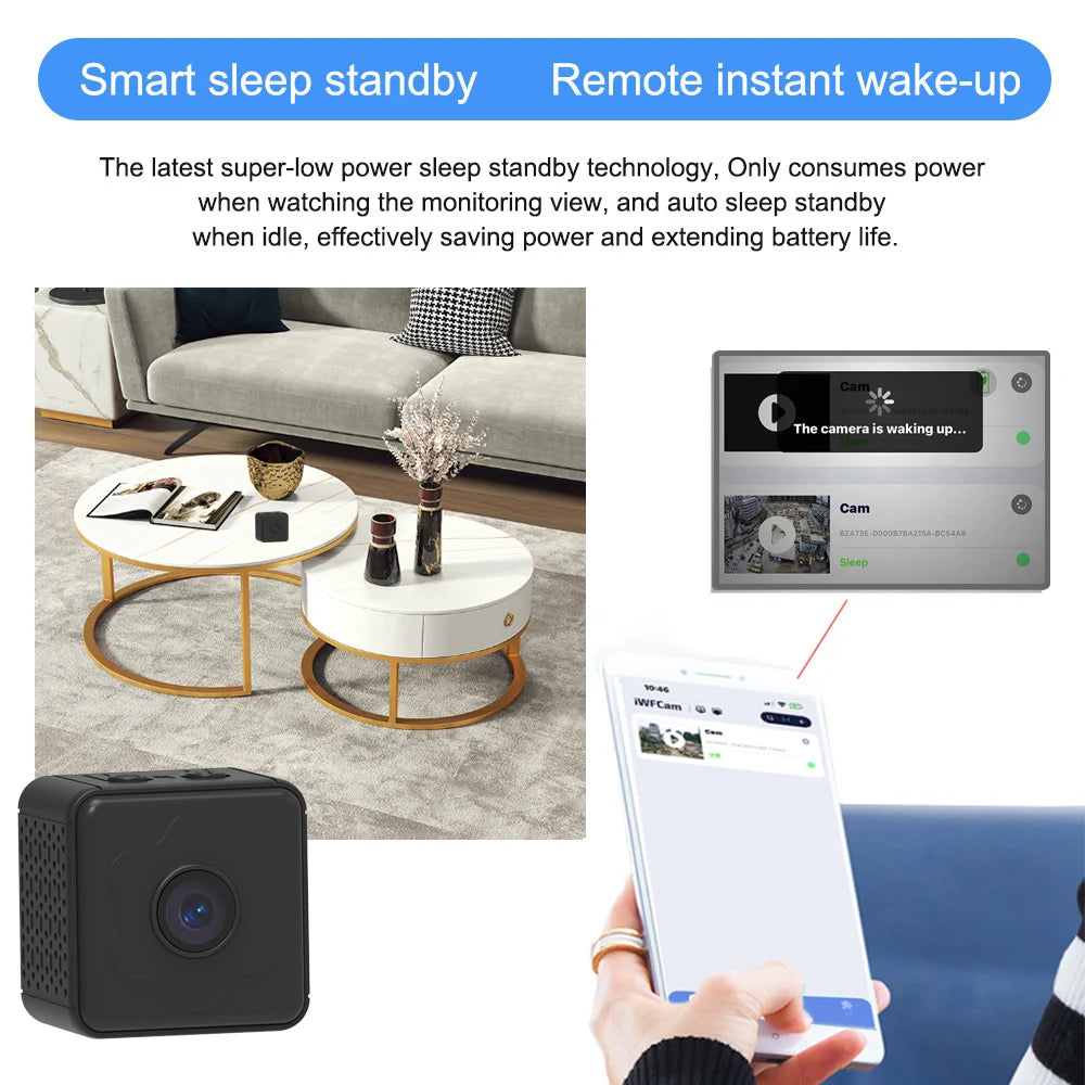 Mini Wireless Camera – WiFi Remote Monitor, Tiny Home IP Camera with Super-Long Battery Life