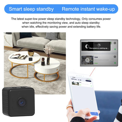 Mini Wireless Camera – WiFi Remote Monitor, Tiny Home IP Camera with Super-Long Battery Life
