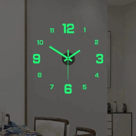 Creative Luminous Digital Wall Clock – Silent DIY European Style Punch-Free Sticker Clock for Living Room & Study