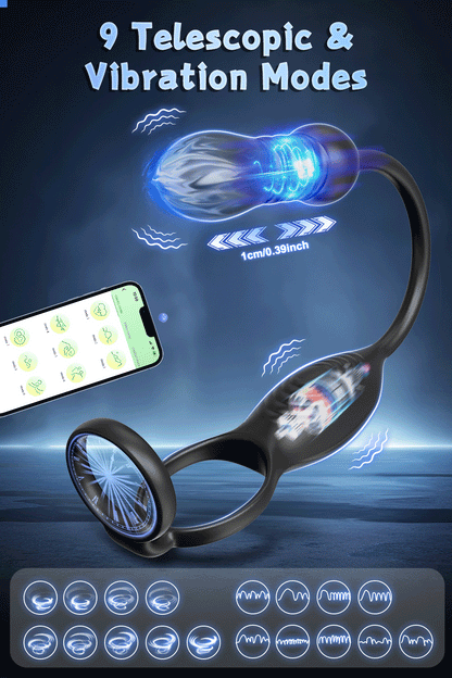 App-Controlled Male Penis Ring – Telescopic Anal Vibrator & Prostate Massager, Cock Ring Adult Sex Toy for Men