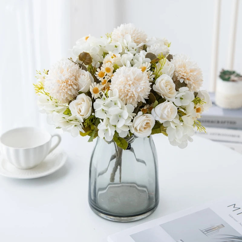 7-Piece Chamomile Faux Flower Arrangement — Flowerpot Ornament & Wedding Accessory