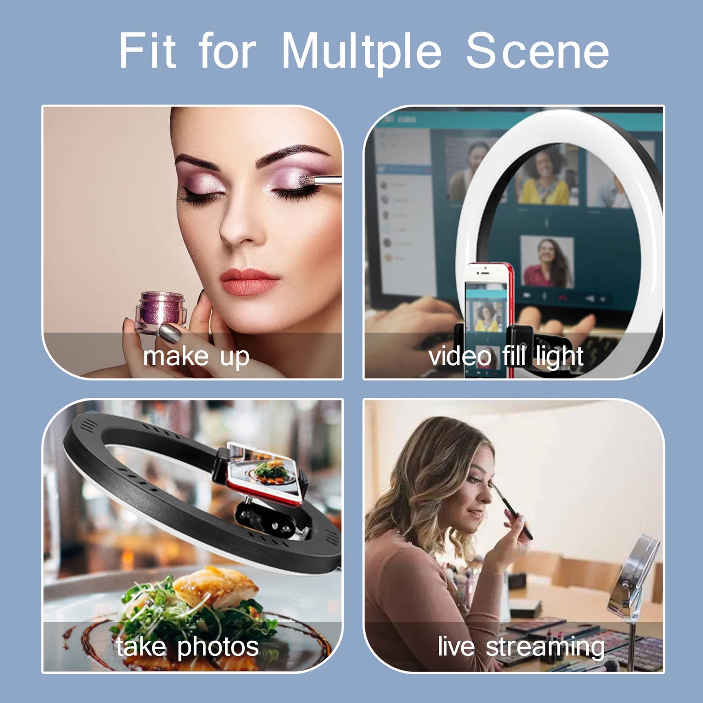 26CM Ring Light Tripod Stand: Photography Lighting for Phone, LED Selfie Ringlight with Remote - Ideal for Video, YouTube, and Live Cooking